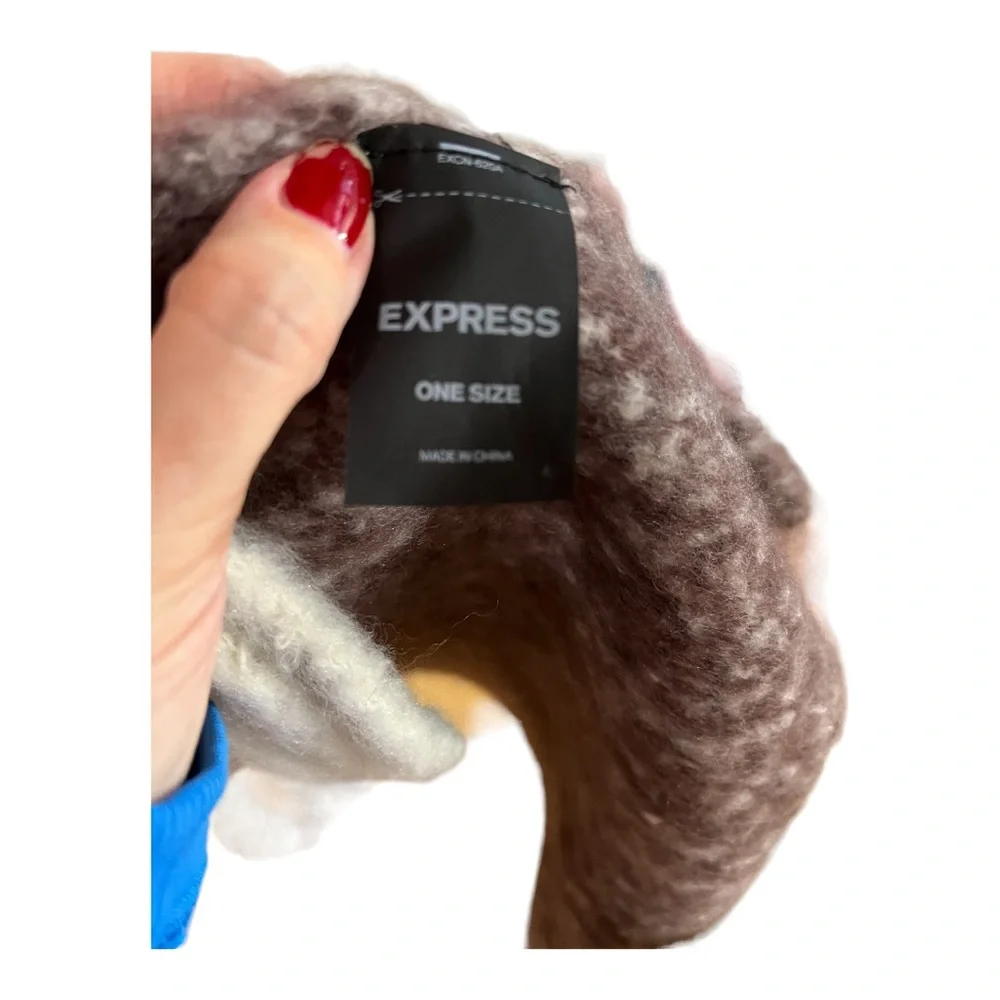 Express Oversized Squares Fringe Fluffy Scarf